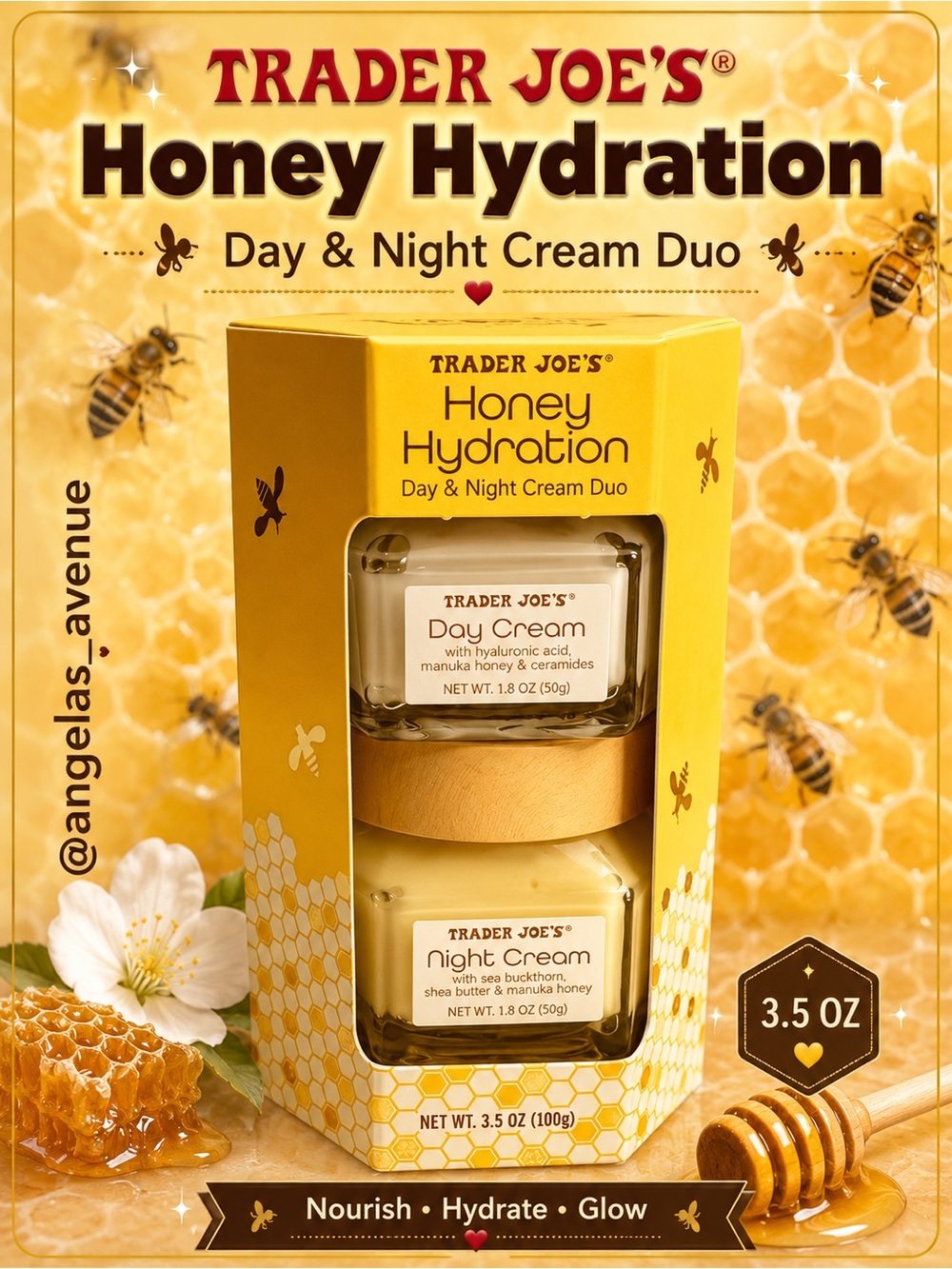 Trader Joe's 𝐋𝐢𝐦𝐢𝐭𝐞𝐝-𝐞𝐝𝐢𝐭𝐢𝐨𝐧 Honey Hydration Day & Night Cream Duo